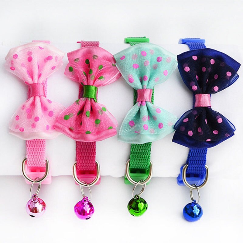 HKM-208467 Adjustable Nylon Cat Collar with Bowknot and Bell ¨C Multi-Color Options