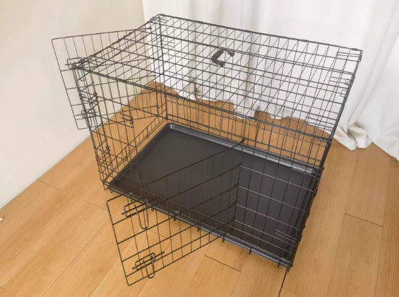 HKM-380819 Compact Folding Metal Dog Cage - Multiple Sizes Available for Durability and Comfort