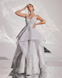 HKM-518035 Silver Evening Dress for Women - Model EZ25190