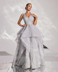 HKM-518035 Silver Evening Dress for Women - Model EZ25190