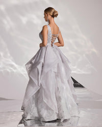 HKM-518035 Silver Evening Dress for Women - Model EZ25190