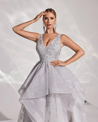 HKM-518035 Silver Evening Dress for Women - Model EZ25190