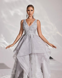 HKM-518035 Silver Evening Dress for Women - Model EZ25190