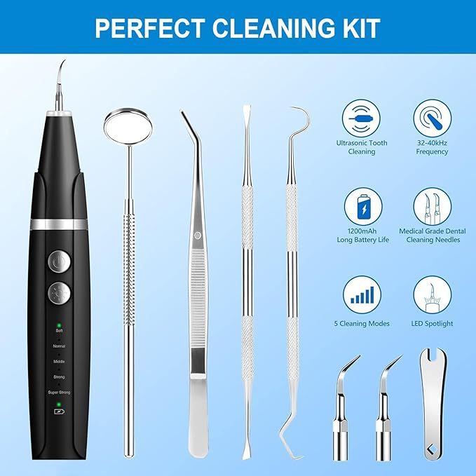 HKM-924115 Ultrasonic Dental Plaque and Tartar Remover for Dogs - Complete Tooth Cleaning Set
