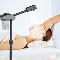 HKM-610131 Adjustable Facial Steamer with Detachable Nozzle and Rolling Casters, Black, 110V, Ideal for Salon and Home Use