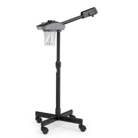 HKM-610131 Adjustable Facial Steamer with Detachable Nozzle and Rolling Casters, Black, 110V, Ideal for Salon and Home Use