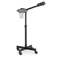 HKM-610131 Adjustable Facial Steamer with Detachable Nozzle and Rolling Casters, Black, 110V, Ideal for Salon and Home Use