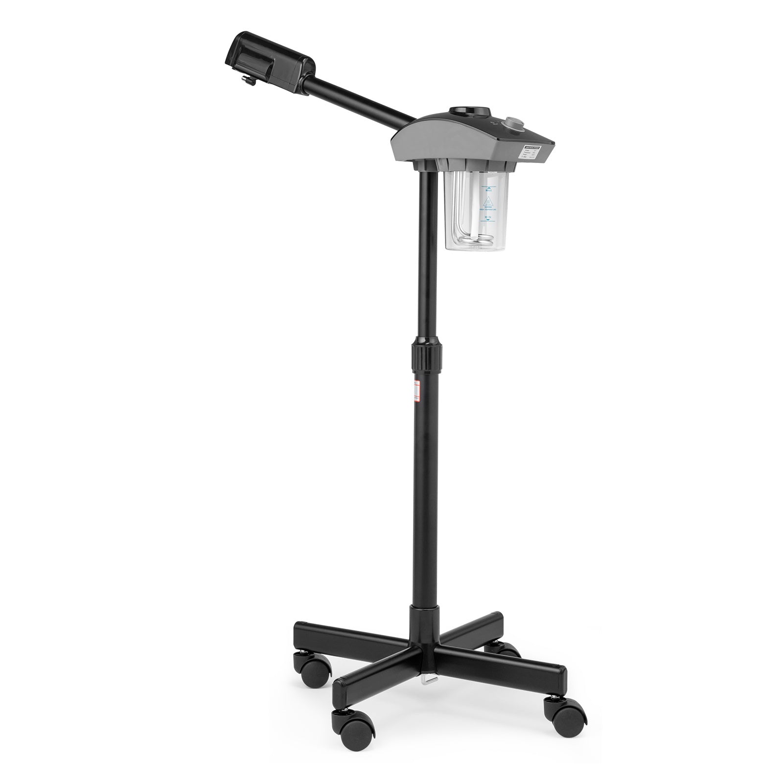 HKM-610131 Adjustable Facial Steamer with Detachable Nozzle and Rolling Casters, Black, 110V, Ideal for Salon and Home Use