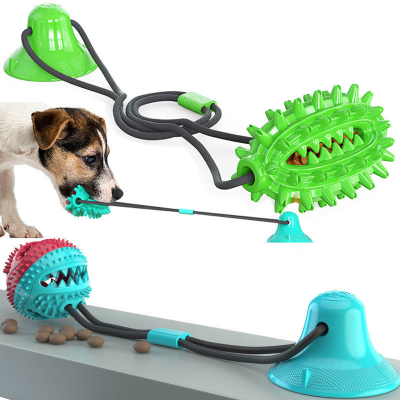 HKM-401107 Suction Cup Dog Toy for Tug of War with Molar Stick and Leaking Ball Feature