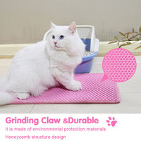 HKM-421011 Double Layer Rice-Shaped Cat Litter Mat - Waterproof EVA Material for Easy Cleaning and Litter Trapping