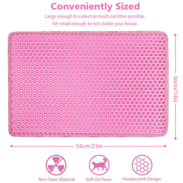 HKM-421011 Double Layer Rice-Shaped Cat Litter Mat - Waterproof EVA Material for Easy Cleaning and Litter Trapping