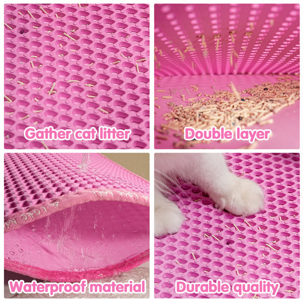 HKM-421011 Double Layer Rice-Shaped Cat Litter Mat - Waterproof EVA Material for Easy Cleaning and Litter Trapping