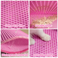 HKM-421011 Double Layer Rice-Shaped Cat Litter Mat - Waterproof EVA Material for Easy Cleaning and Litter Trapping