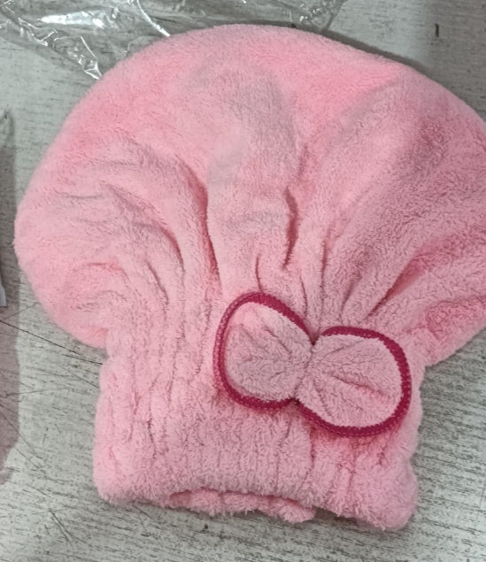 HKM-822035 Dry Hair Absorbent Shower Towel Hat - Coral Fleece in Pink, Red, Blue, Brown, and Purple