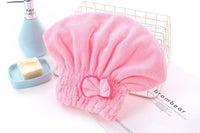 HKM-822035 Dry Hair Absorbent Shower Towel Hat - Coral Fleece in Pink, Red, Blue, Brown, and Purple