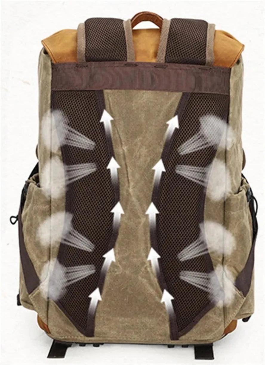 KTX-433555 Large Capacity Waterproof Canvas Backpack for SLR Cameras and Travel
