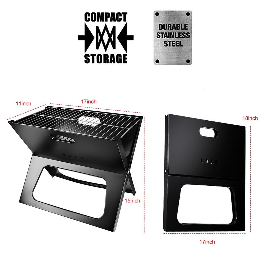 HKM-369491 Portable Foldable Charcoal BBQ Grill for Camping and Outdoor Use