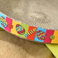 HKM-117523 Corrugated Round Cat Scratcher Toy - Durable Bite Toy for Cats, 35x35x10cm