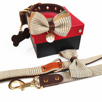 HKM-320595 Leather Teddy Dog Breast Strap Collar in Dark Khaki, Pink, and Black - Adjustable Size Options Available