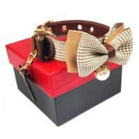 HKM-320595 Leather Teddy Dog Breast Strap Collar in Dark Khaki, Pink, and Black - Adjustable Size Options Available