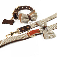 HKM-320595 Leather Teddy Dog Breast Strap Collar in Dark Khaki, Pink, and Black - Adjustable Size Options Available