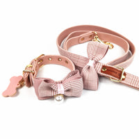 HKM-320595 Leather Teddy Dog Breast Strap Collar in Dark Khaki, Pink, and Black - Adjustable Size Options Available