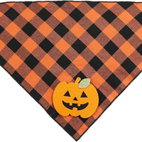 HKM-152787 Halloween Dog Bandana with Pumpkin and Skeleton Design for Pets, Fits Necks Up to 22 Inches