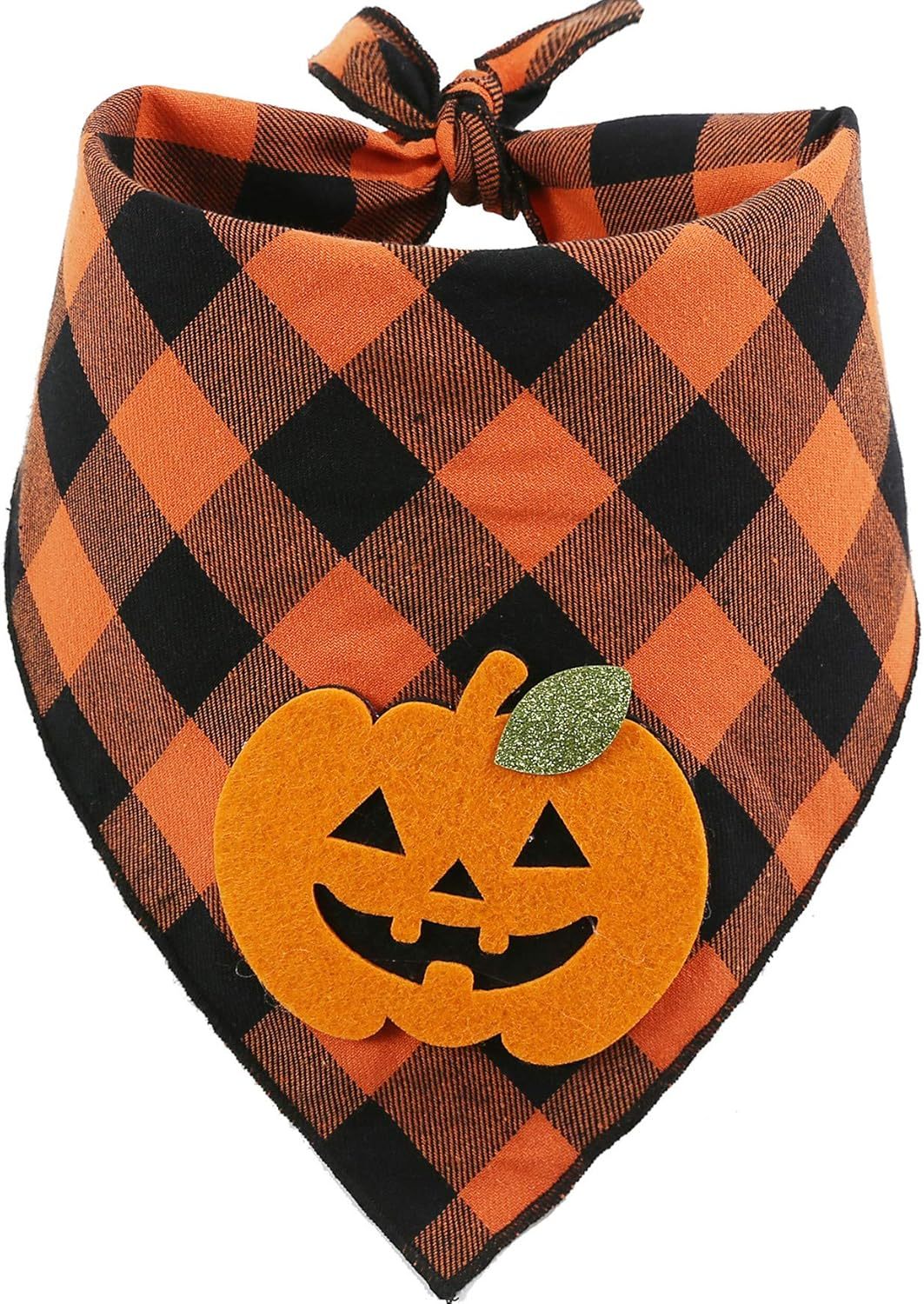 HKM-152787 Halloween Dog Bandana with Pumpkin and Skeleton Design for Pets, Fits Necks Up to 22 Inches