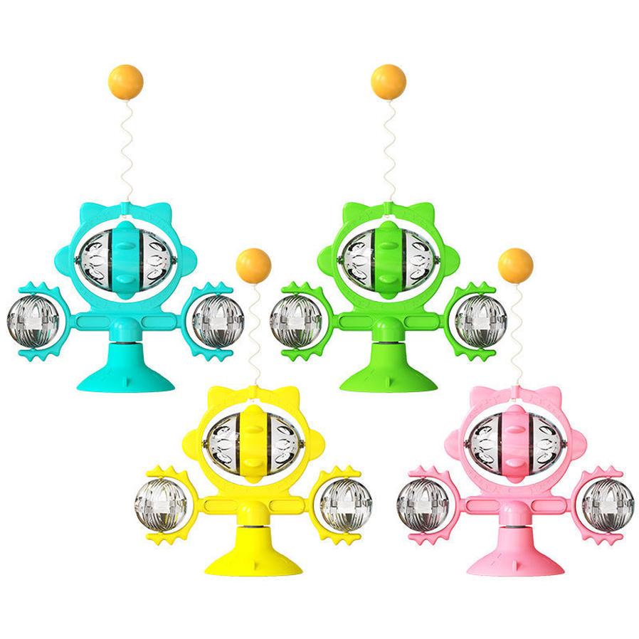JMT-896202 Cat Pinwheel Toy with Suction Cup and Leaking Ball - Colorful and Engaging Playtime Fun