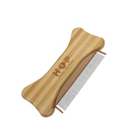 HKM-168147 Double-Sided Bamboo Dog Comb for Effective Flea Removal