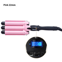 HKM-770387 LCD Temperature Control Curling Iron in Pink and Tuhao Gold - Multiple Barrel Sizes Available