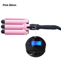 HKM-770387 LCD Temperature Control Curling Iron in Pink and Tuhao Gold - Multiple Barrel Sizes Available