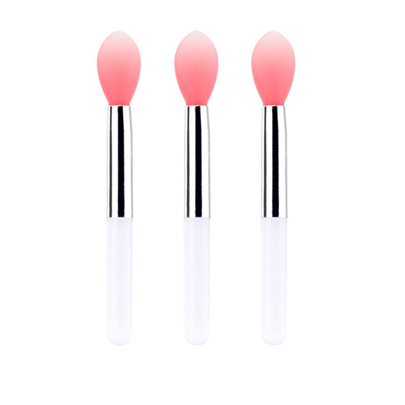 HKM-002323 Mini Silicone Lip Brush Set - 3 Portable Brushes for Lip Mask, Lipstick, and Lip Gloss Application