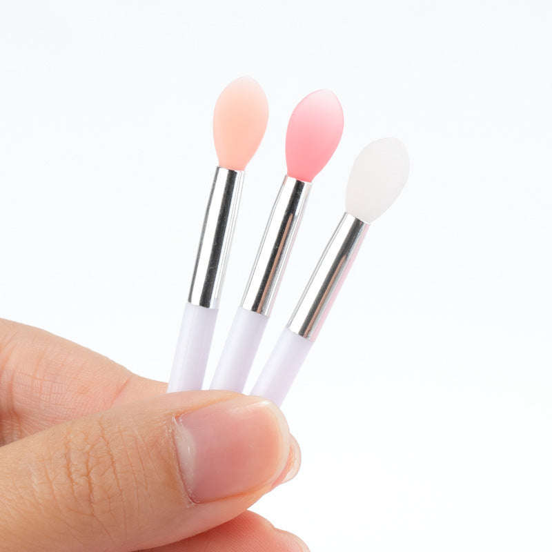 HKM-002323 Mini Silicone Lip Brush Set - 3 Portable Brushes for Lip Mask, Lipstick, and Lip Gloss Application