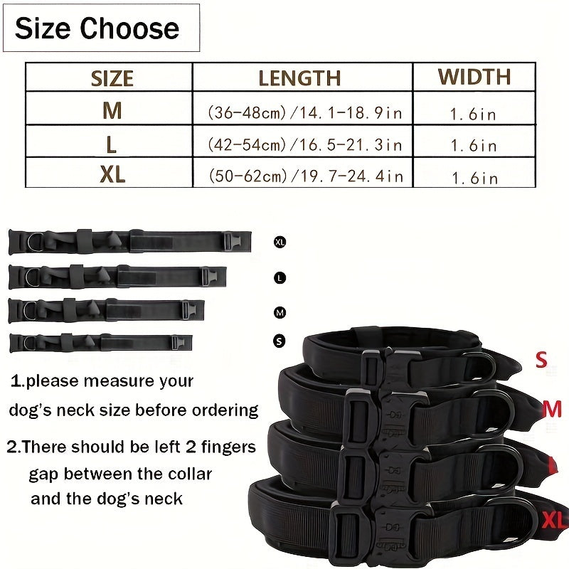 HKM-172243 Heavy Duty Tactical Dog Collar with Handle for Enhanced Control and Comfort for Medium to Large Dogs