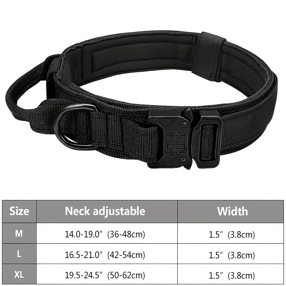 HKM-172243 Heavy Duty Tactical Dog Collar with Handle for Enhanced Control and Comfort for Medium to Large Dogs