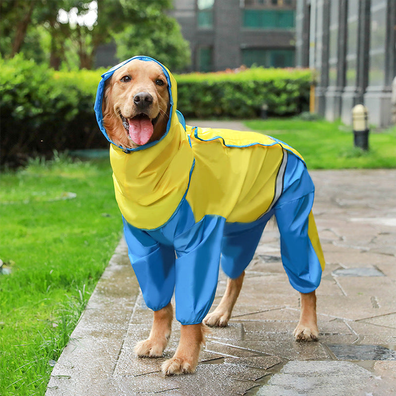 HKM-949651 Medium Dog Raincoat with Reflective Stripes - Waterproof EAV Fabric for All Breeds