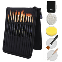 HKM-066707 Black Canvas Bag with Nylon Brush Set for Chinese Painting Supplies and Art Projects