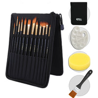 HKM-066707 Black Canvas Bag with Nylon Brush Set for Chinese Painting Supplies and Art Projects