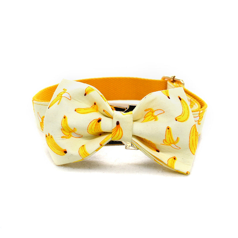 HKM-809491 Fruit Pattern Dog Collar with Gold Metal Buckle, Polyester Material, Multiple Sizes Available