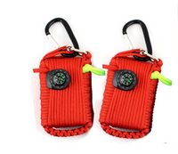 HKM-120851 Emergency Outdoor Survival Kit with Climbing Rope, Hand-Woven Camping Bag, and Equipment Umbrella