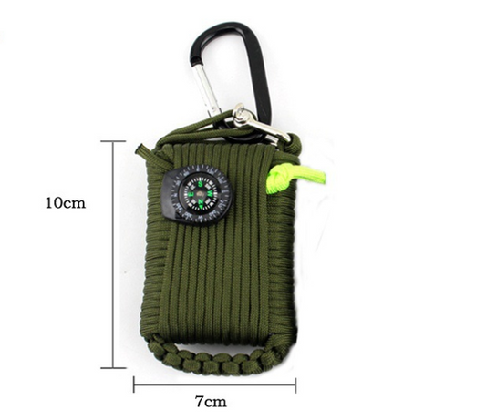 HKM-120851 Emergency Outdoor Survival Kit with Climbing Rope, Hand-Woven Camping Bag, and Equipment Umbrella