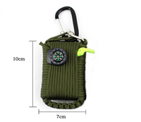 HKM-120851 Emergency Outdoor Survival Kit with Climbing Rope, Hand-Woven Camping Bag, and Equipment Umbrella