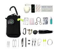 HKM-120851 Emergency Outdoor Survival Kit with Climbing Rope, Hand-Woven Camping Bag, and Equipment Umbrella