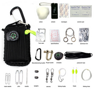 HKM-120851 Emergency Outdoor Survival Kit with Climbing Rope, Hand-Woven Camping Bag, and Equipment Umbrella