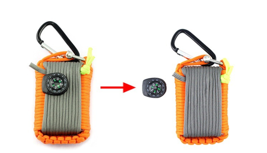 HKM-120851 Emergency Outdoor Survival Kit with Climbing Rope, Hand-Woven Camping Bag, and Equipment Umbrella