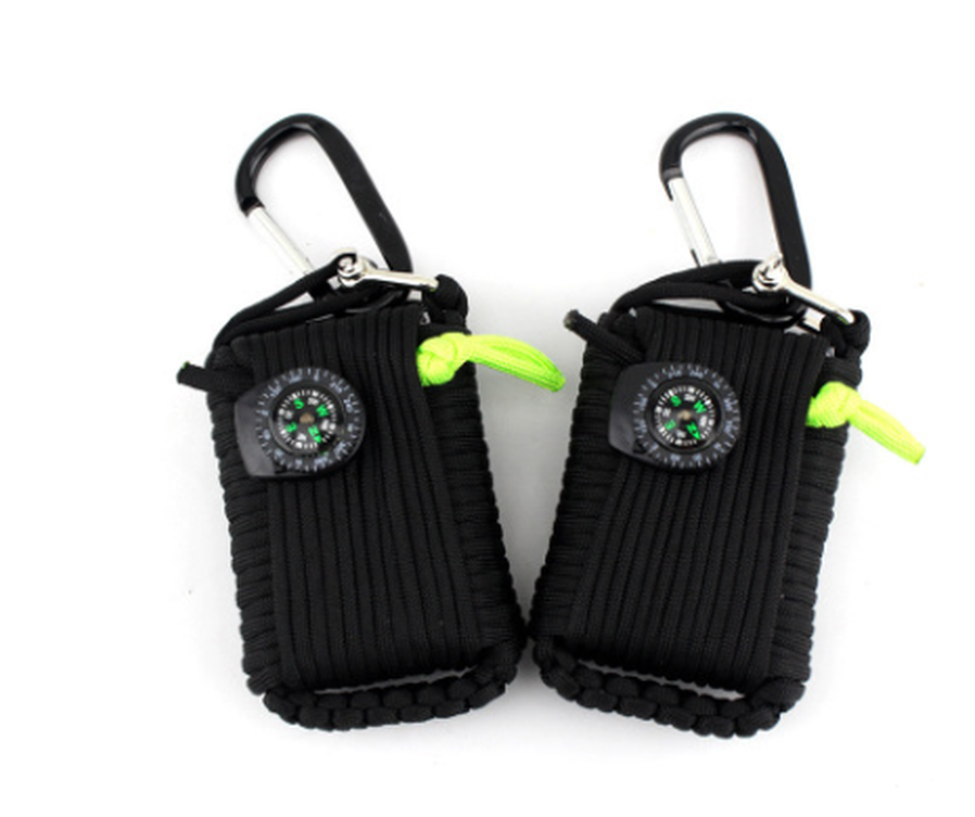 HKM-120851 Emergency Outdoor Survival Kit with Climbing Rope, Hand-Woven Camping Bag, and Equipment Umbrella
