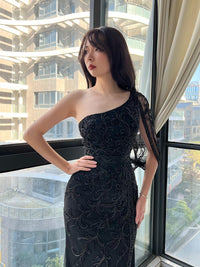 HKM-876179 Elegant Black Evening Dress – Style EZ25140 for Women - Timeless Class and Sophistication