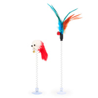 HKM-003283 Multicolored Cat Plush Mouse Stick with Suction Cup and Spring