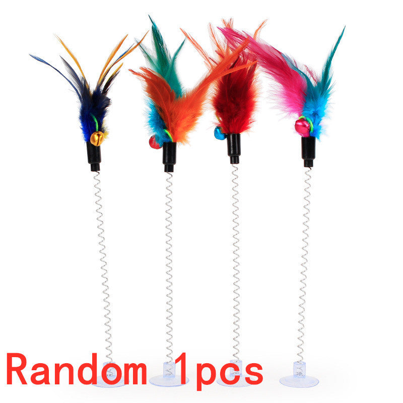HKM-003283 Multicolored Cat Plush Mouse Stick with Suction Cup and Spring